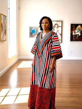 AFRICAN ELEGANT ANKARA BOUBOU IN COMBINATION WITH ASO OKE